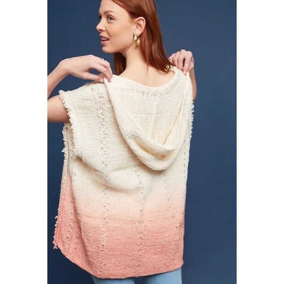 NWT!! Anthropologie MOTH Ombre Fringed Beachside Hoodie Sweater Medium Large - Picture 8 of 14